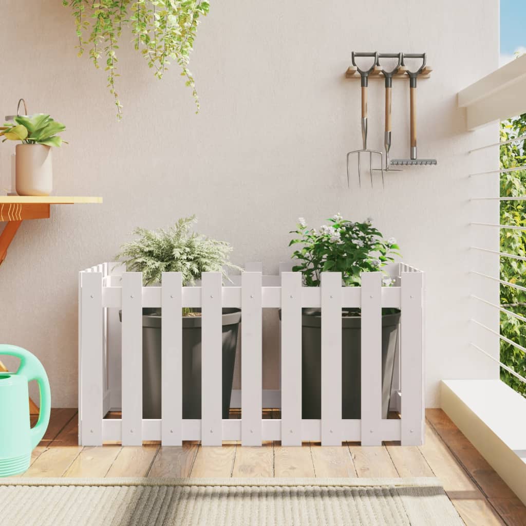 Lit de jardin surélevé avec clôture en bois de pin blanc 100x50x50cm v4298 Vetonek