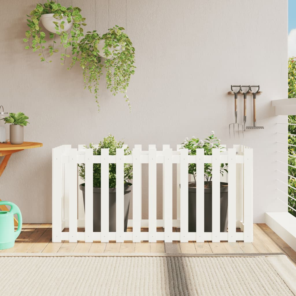Lit de jardin surélevé avec clôture en bois de pin blanc 150x50x70cm v4496 Vetonek