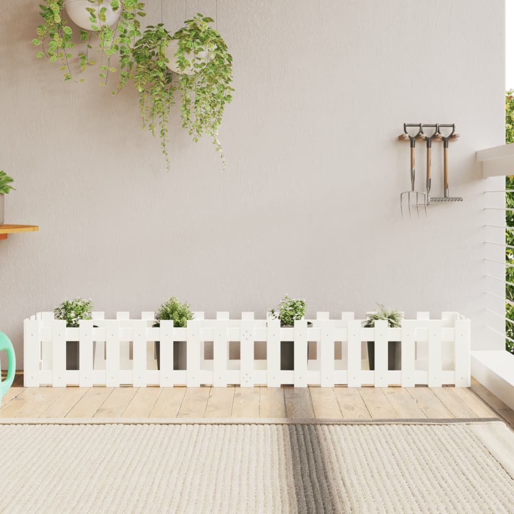 Lit de jardin surélevé avec clôture en bois de pin blanc 200x30x30cm v4540 Vetonek