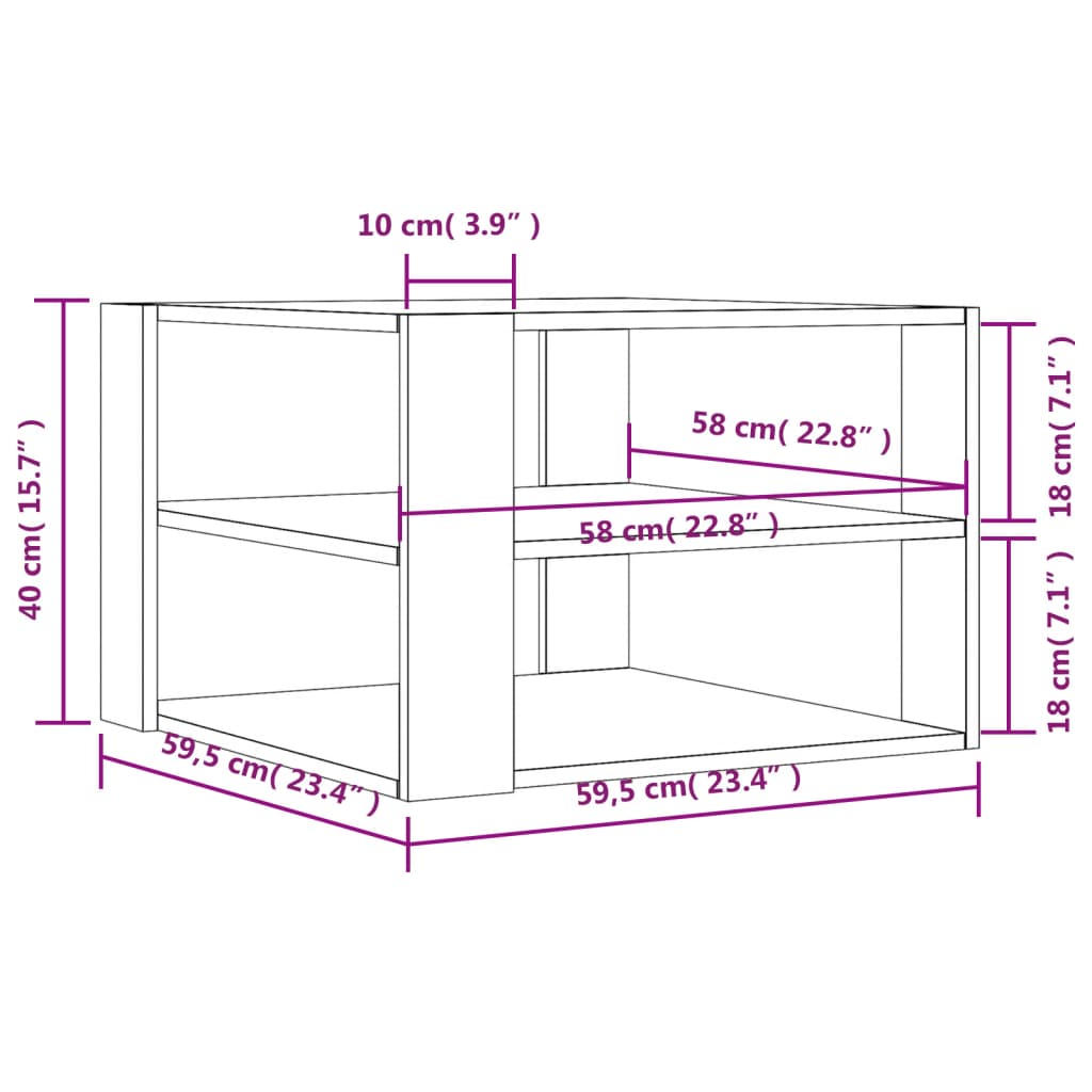 Sonoma Grey Engineering Wood Center Tabella 59.5x59,5x40 cm