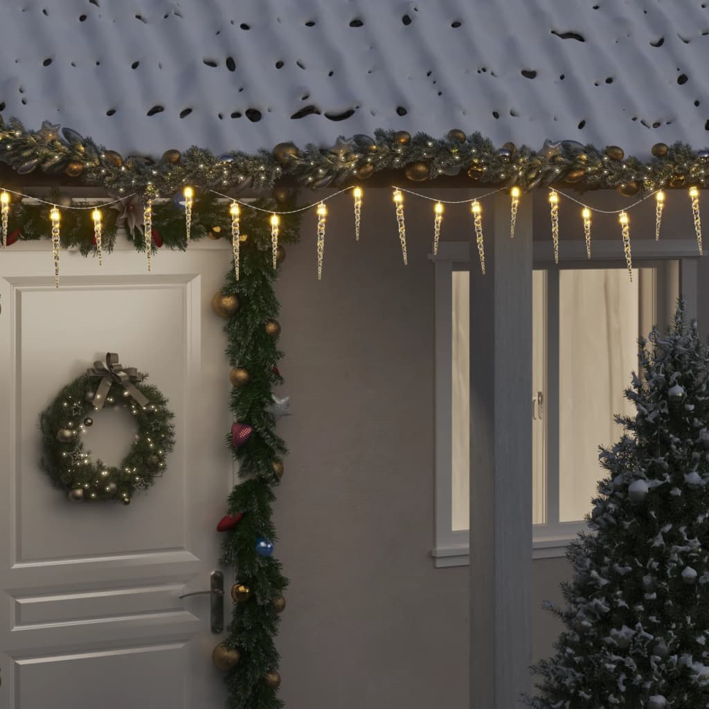 Vetonek Luces carámbano Navidad 100 LED blanco cálido acrílico PVC 10 m