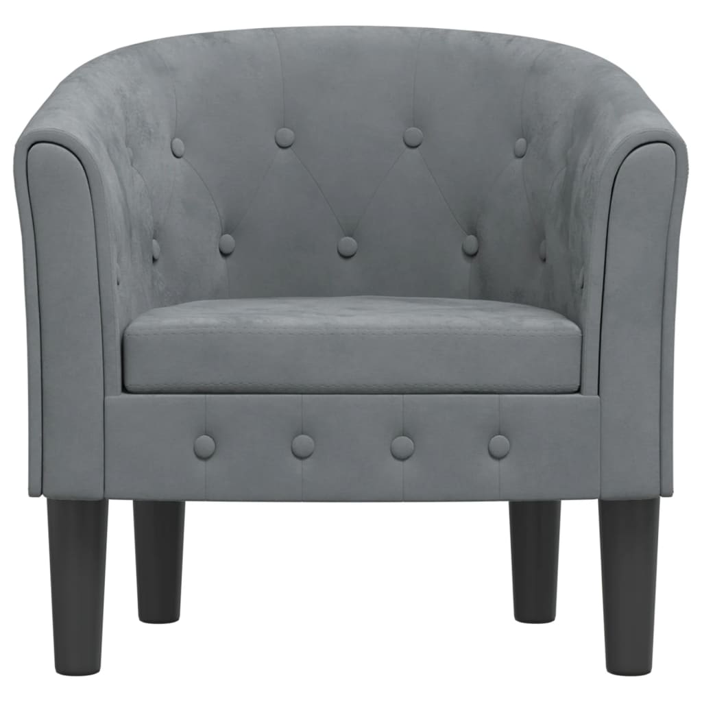 Dark gray velvet armchair