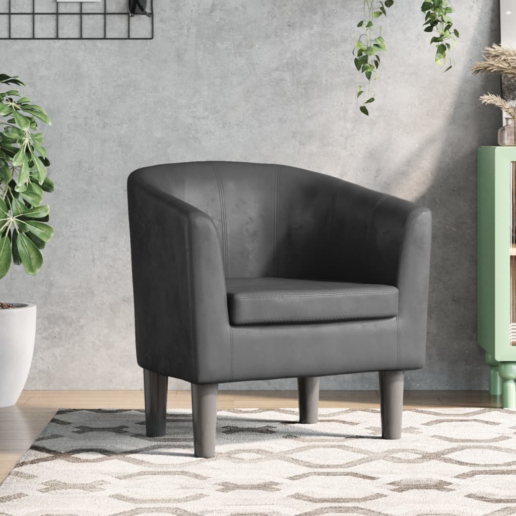 Gray synthetic leather armchair V6582 Vetonek
