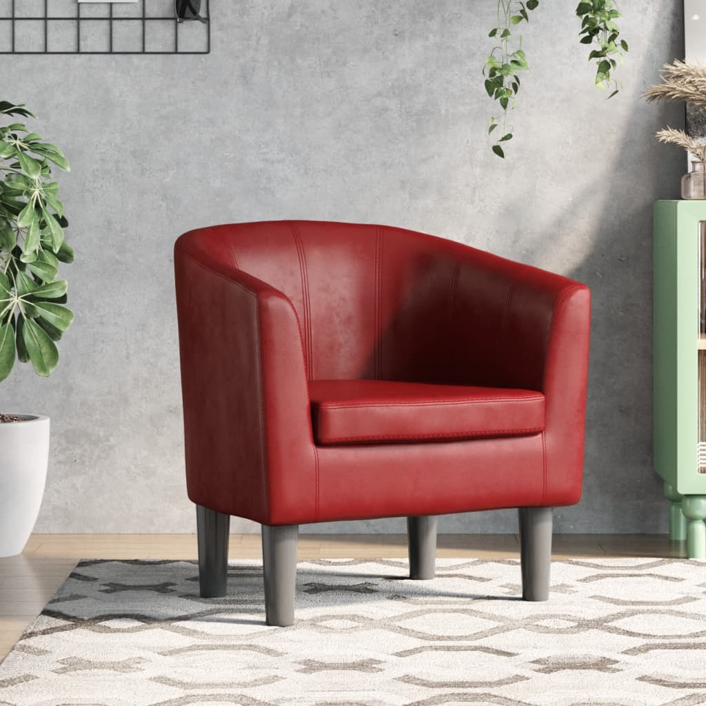 Red synthetic leather armchair V6612 Vetonek