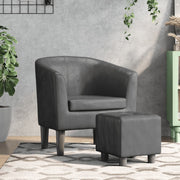 Gray synthetic leather armchair with stool V6643 Vetonek