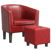 Cube design armchair with footrest red synthetic leather V6674 Vetonek