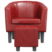 Cube design armchair with footrest red synthetic leather V6674 Vetonek