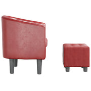 Cube design armchair with footrest red synthetic leather V6674 Vetonek