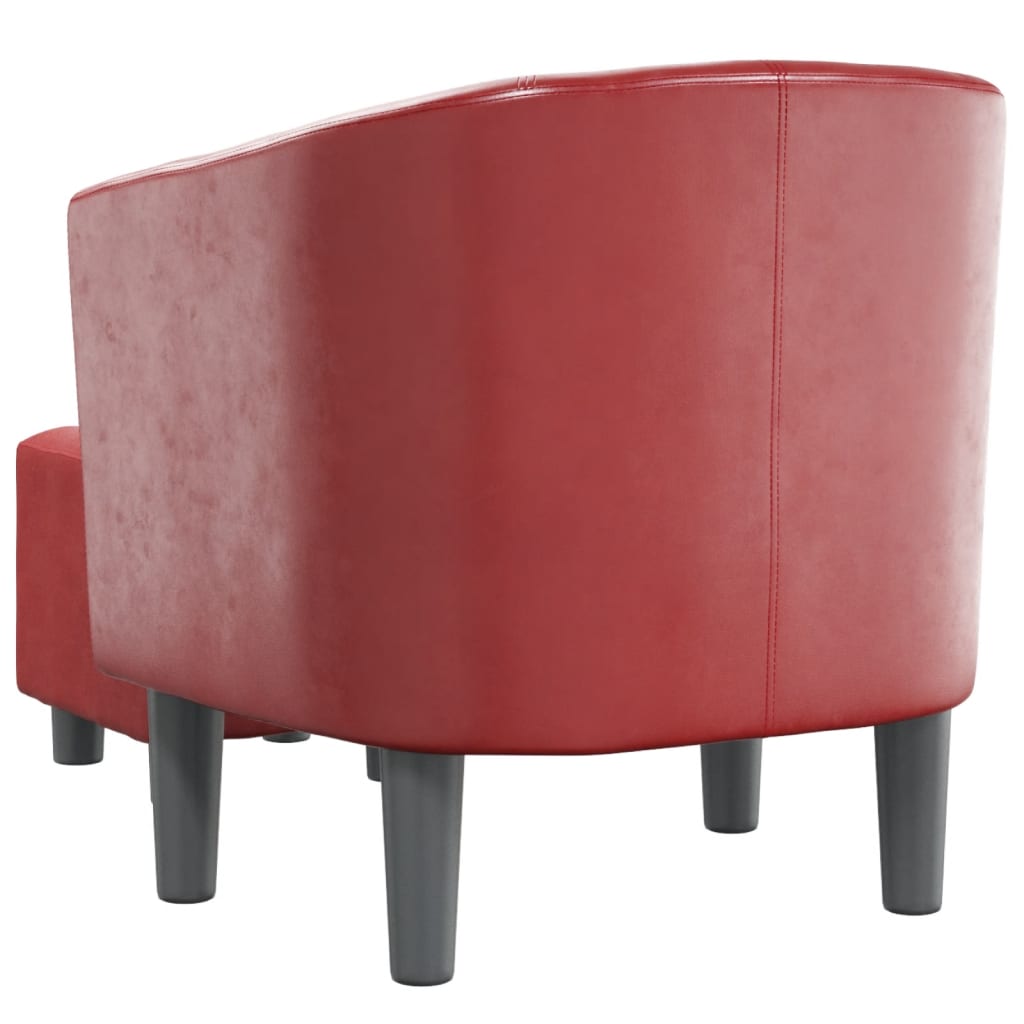 Cube design armchair with footrest red synthetic leather V6674 Vetonek