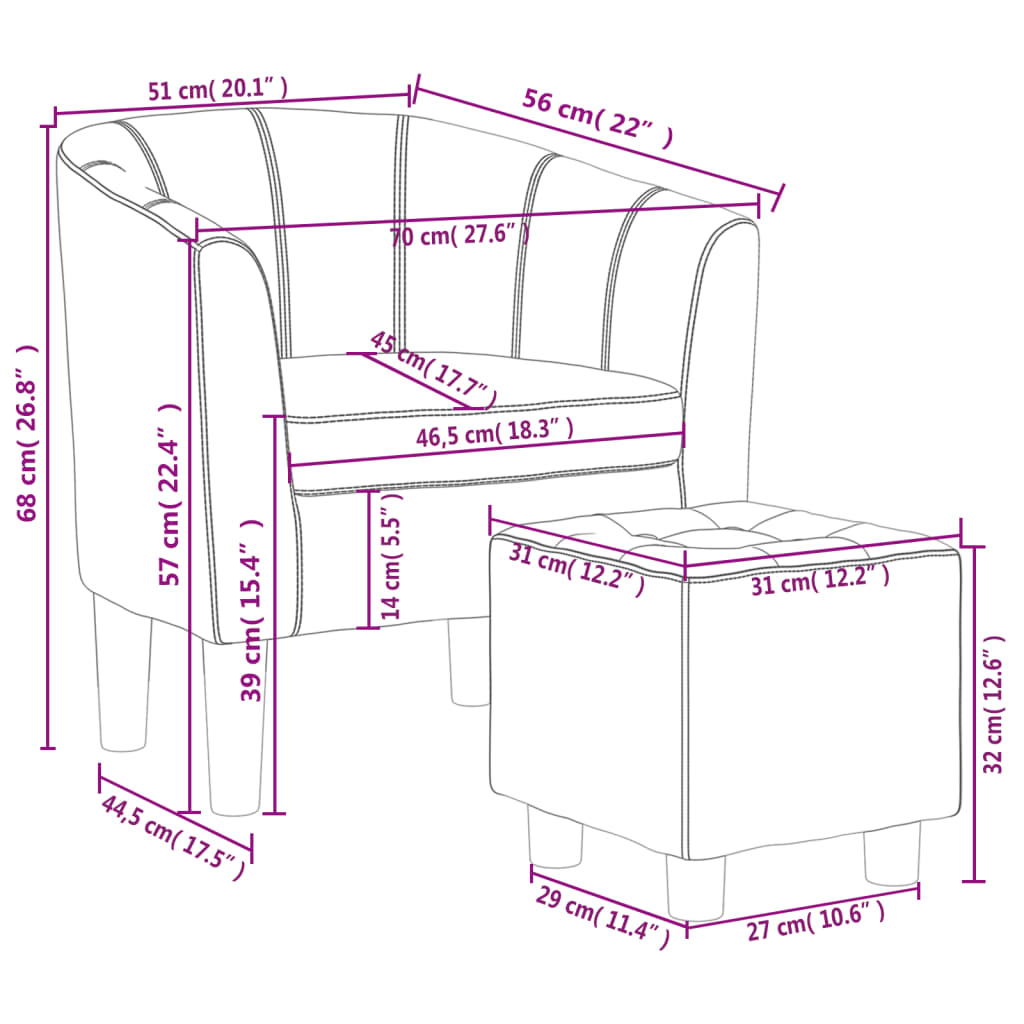 Cube design armchair with footrest red synthetic leather V6674 Vetonek