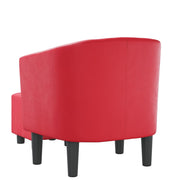 Red synthetic leather armchair with stool V6681 Vetonek