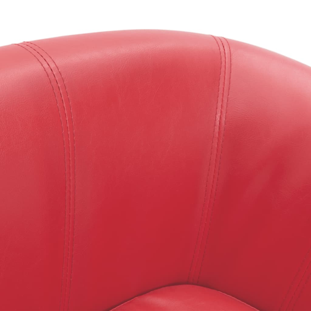 Red synthetic leather armchair with stool V6681 Vetonek