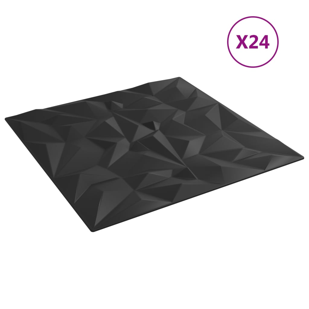 Paneles de pared 24 uds XPS amatista negro 50x50 cm 6 m² - Vetonek