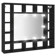 Vetonek Mueble con espejo y luces LED negro 91x15x76,5 cm