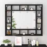 Mueble con espejo y luces led negro 91x15x76,5 cm v7435 - Vetonek