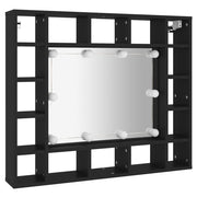 Mueble con espejo y luces led negro 91x15x76,5 cm v7435 - Vetonek