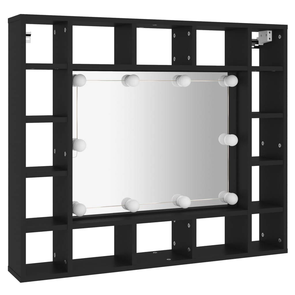 Mueble con espejo y luces led negro 91x15x76,5 cm v7435 - Vetonek