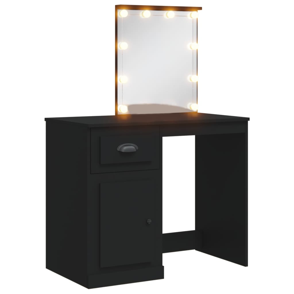 Dresser com luzes LED pretas 90x42x132.5 cm