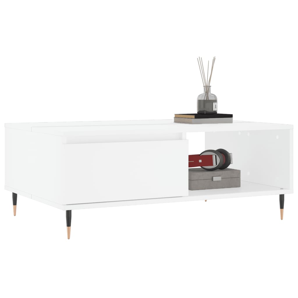 White Engineering Wood Center Table 90x60x35 cm