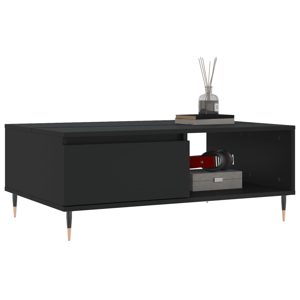 Black Engineering Wood Center Table 90x60x35 cm