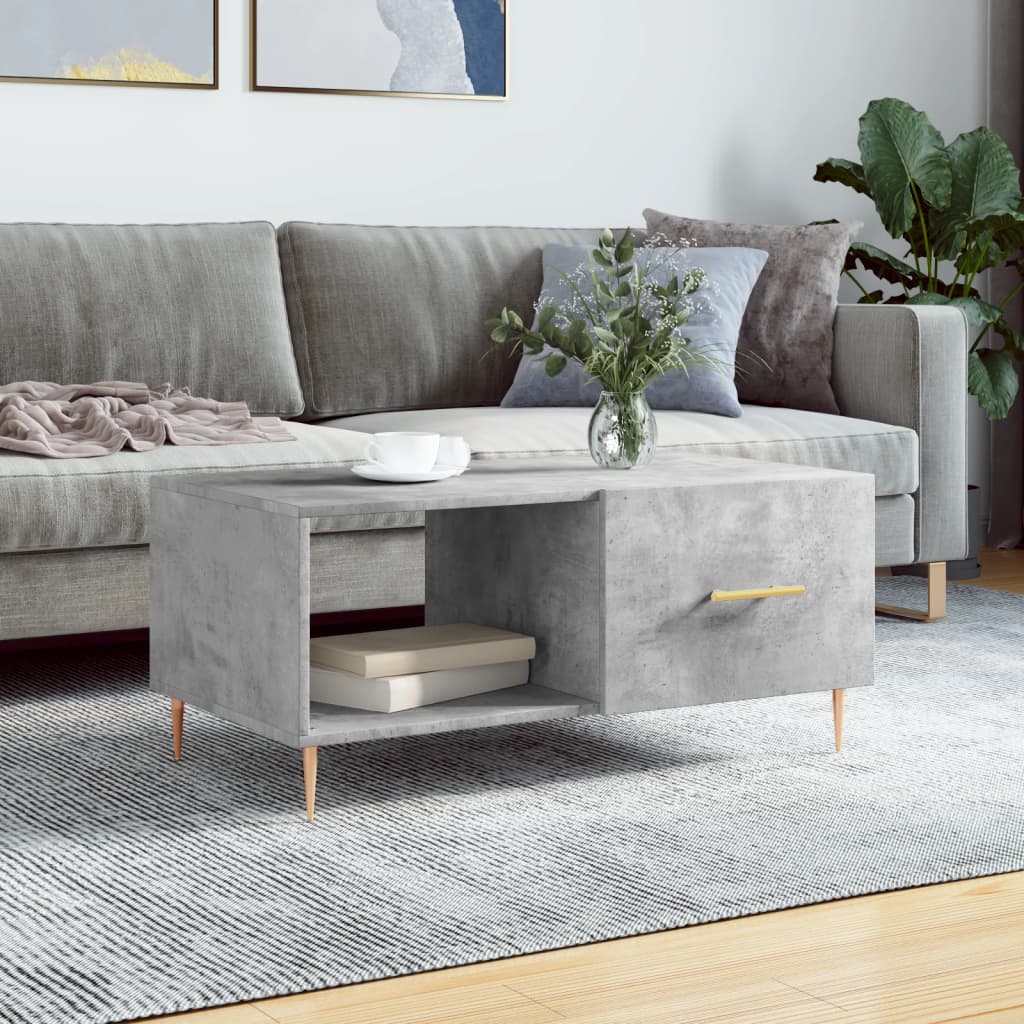 Mesa de centro madera contrachapada gris hormigón 90x50x40 cm V1203 Vetonek