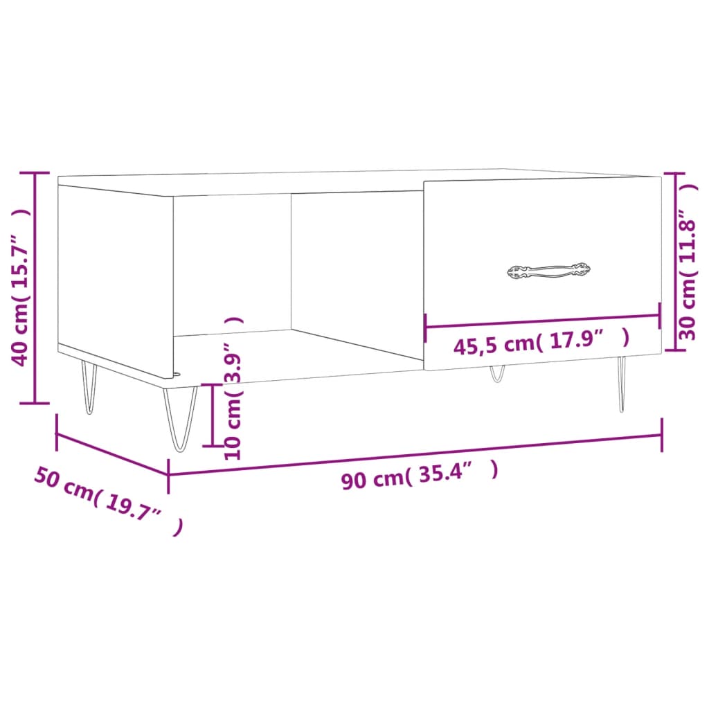 Schwarzes Holz Tabelle 90x50x40 cm