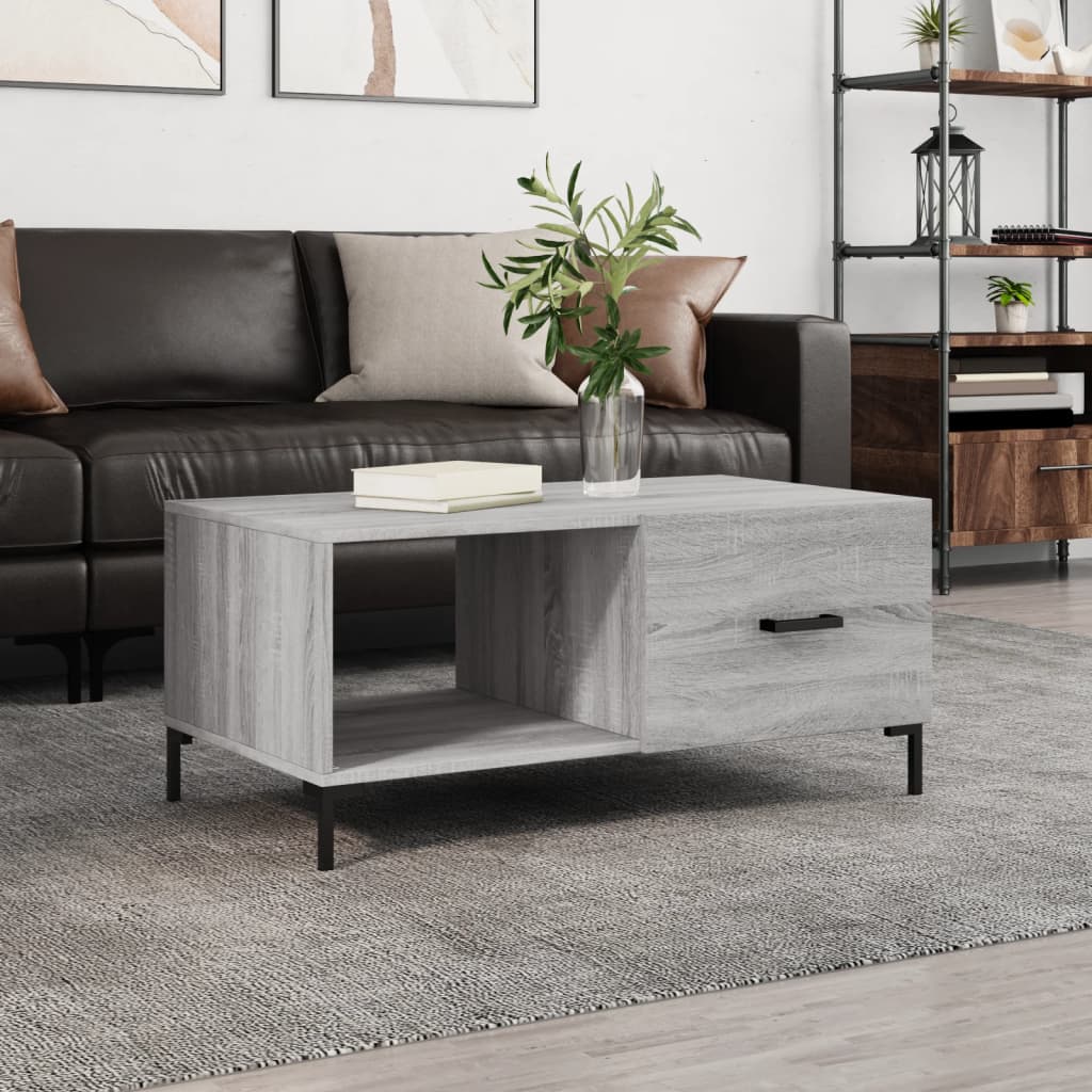 Vetonek Mesa de centro madera contrachapada gris Sonoma 90x50x40 cm