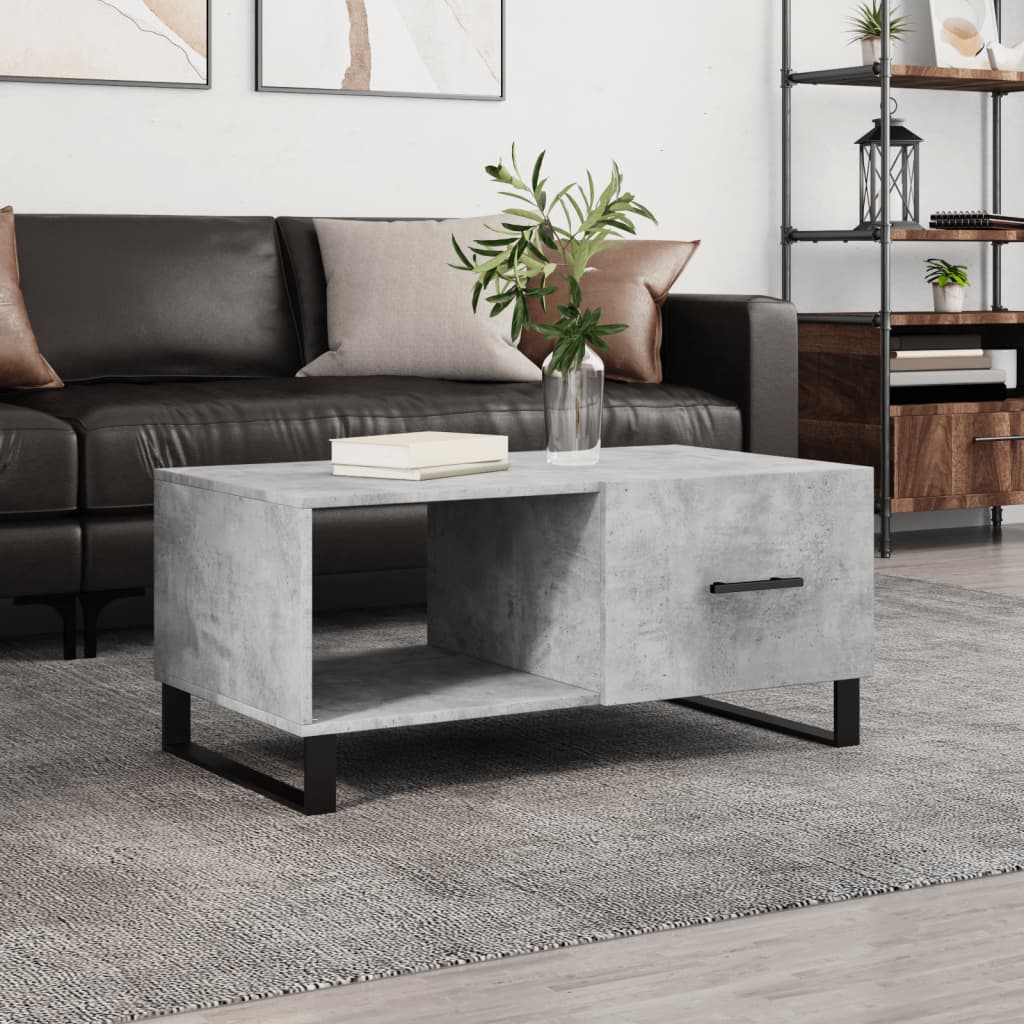 Vetonek Mesa de centro madera contrachapada gris hormigón 90x50x40 cm