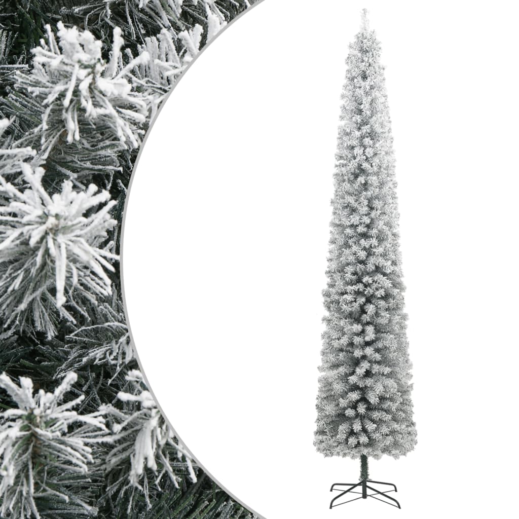 Árbol navidad estrecho con soporte y nieve artificial pvc 300cm v3030 Vetonek