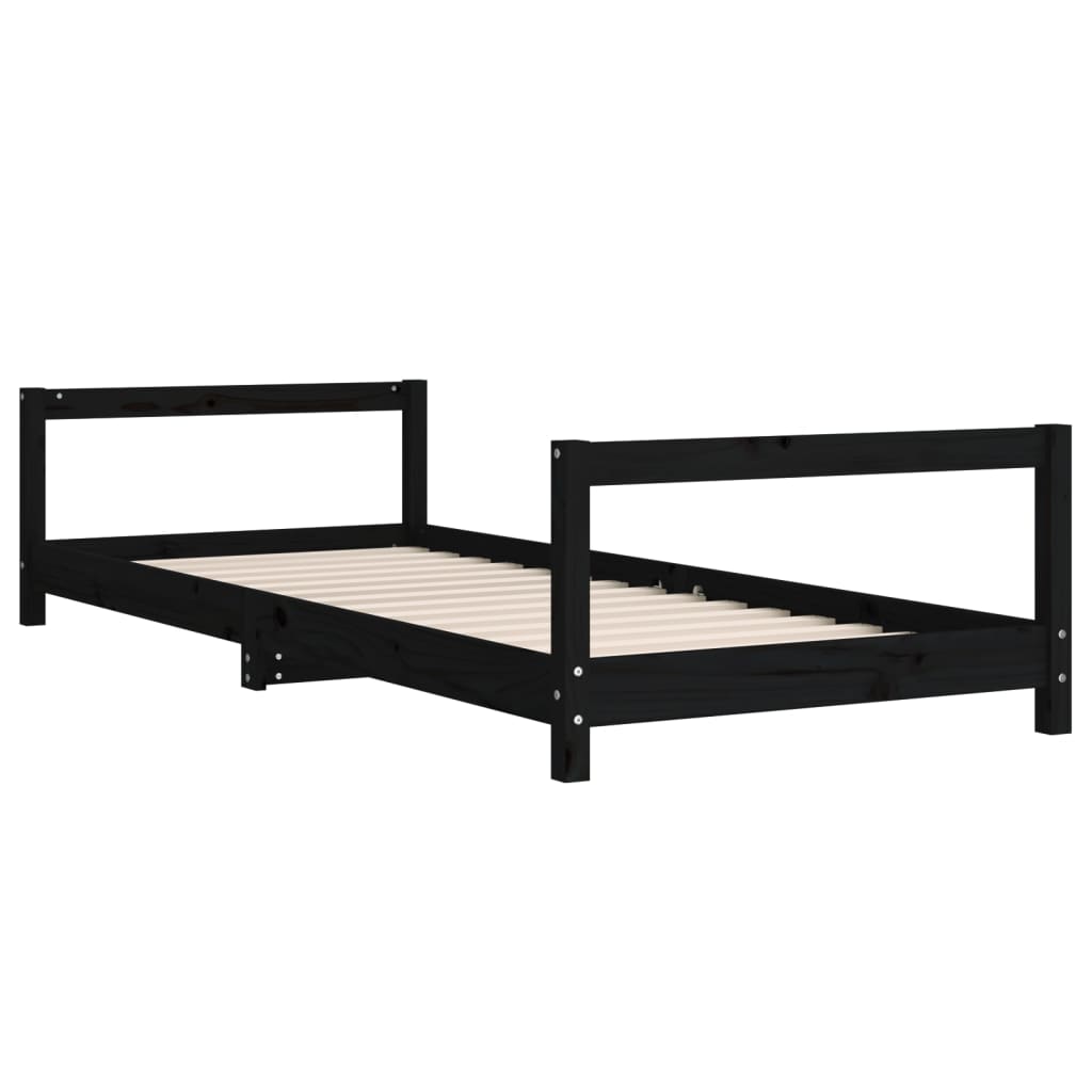 Black pine wood bed structure 90x200 cm