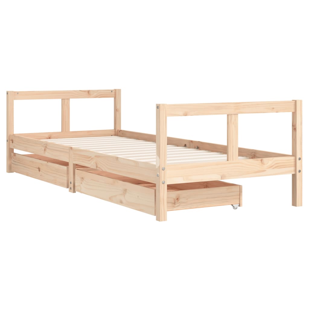 Bed structure for children with wooden drawers 80x200 cm