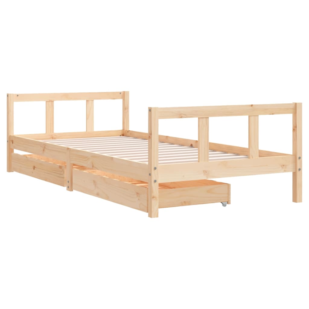 Structure du lit pour les enfants avec tiroirs en bois Pin 90x200 cm