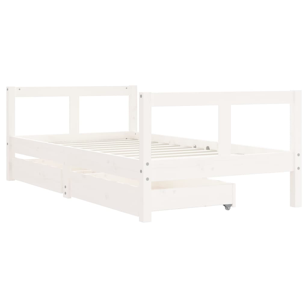 Estructura cama infantil y cajones madera pino blanco 80x160 cm - Vetonek