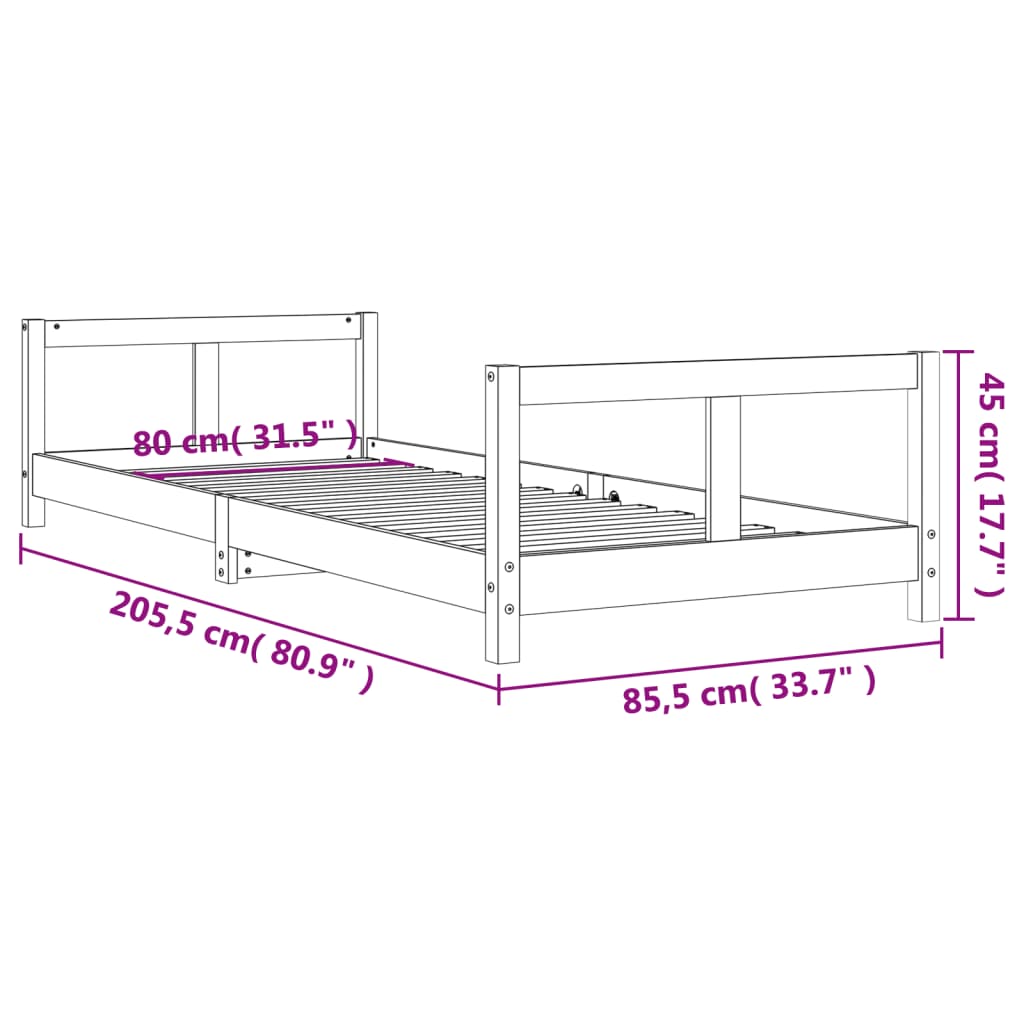 Estructura de cama para niños madera de pino blanco 80x200 cm vidaXL