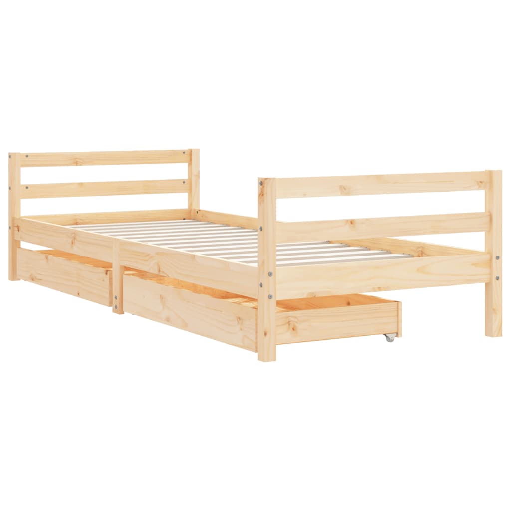 Structure du lit pour les enfants avec tiroirs en bois Pin 90x200 cm