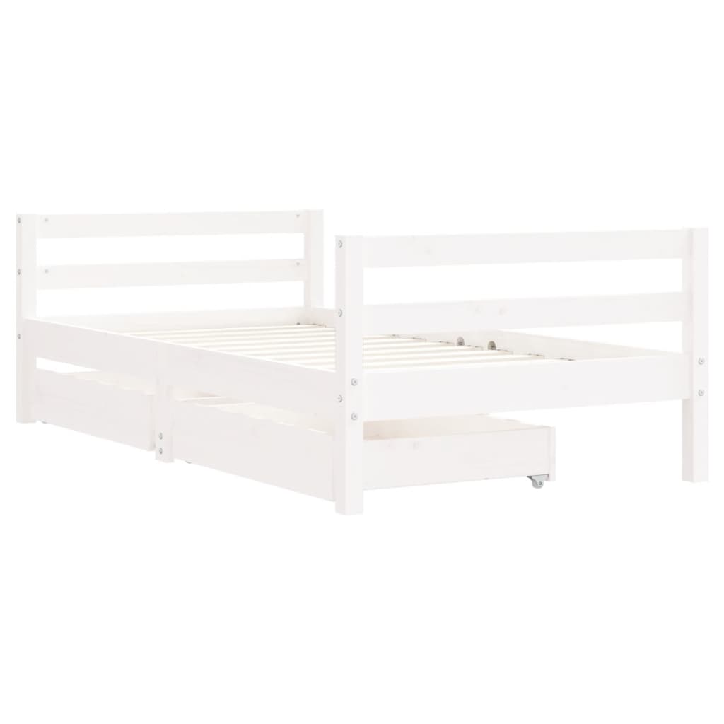 Estructura cama infantil y cajones madera pino blanco 80x160 cm - Vetonek