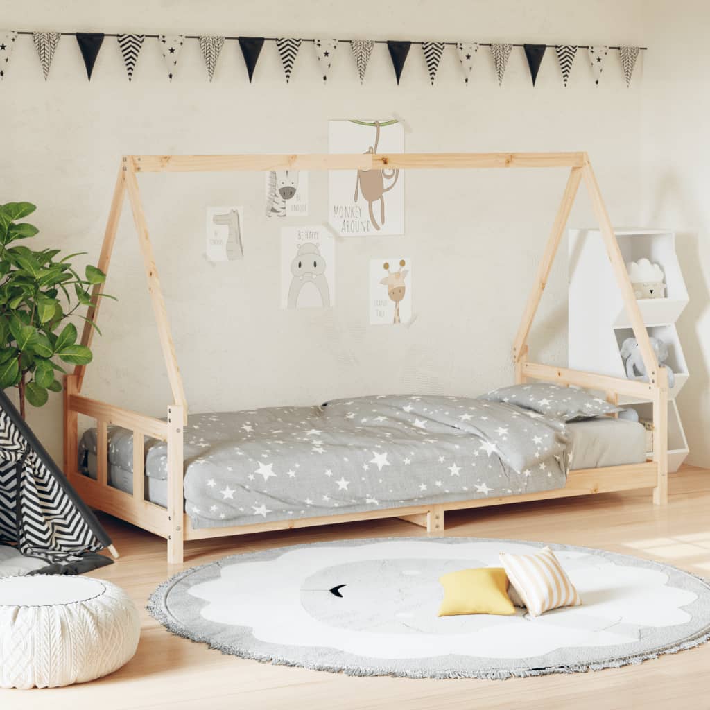 Vetonek Estructura de cama para niños madera maciza de pino 90x200 cm