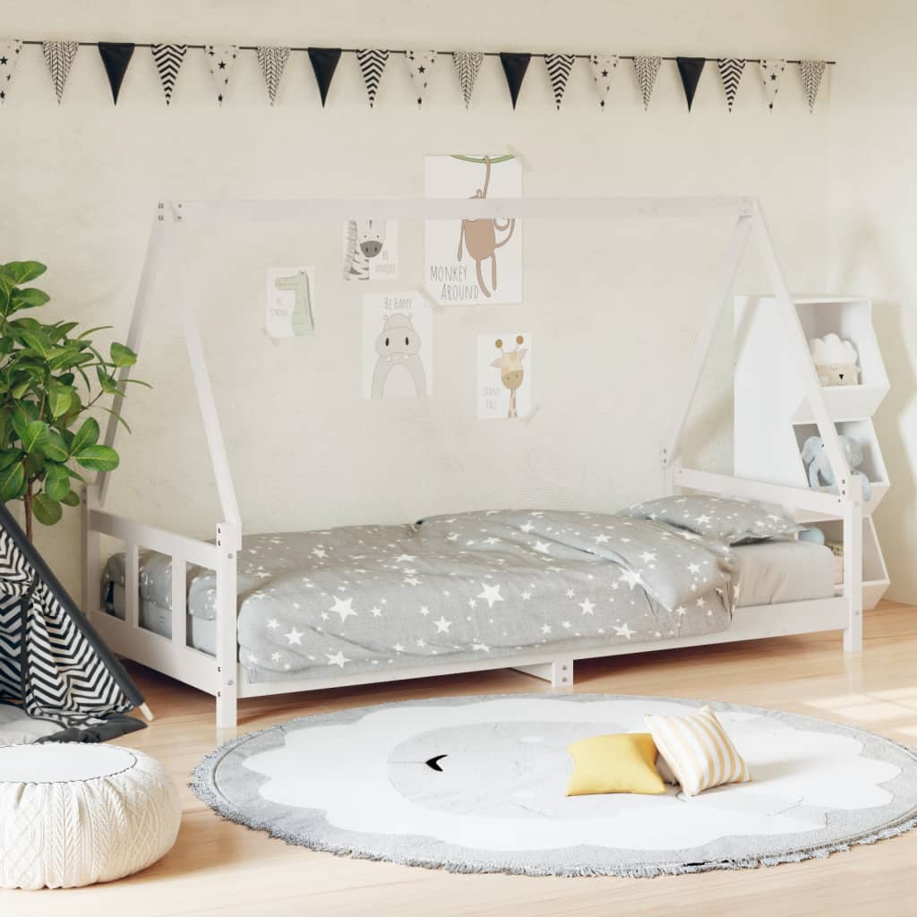 Vetonek Estructura de cama para niños madera de pino blanco 90x200 cm