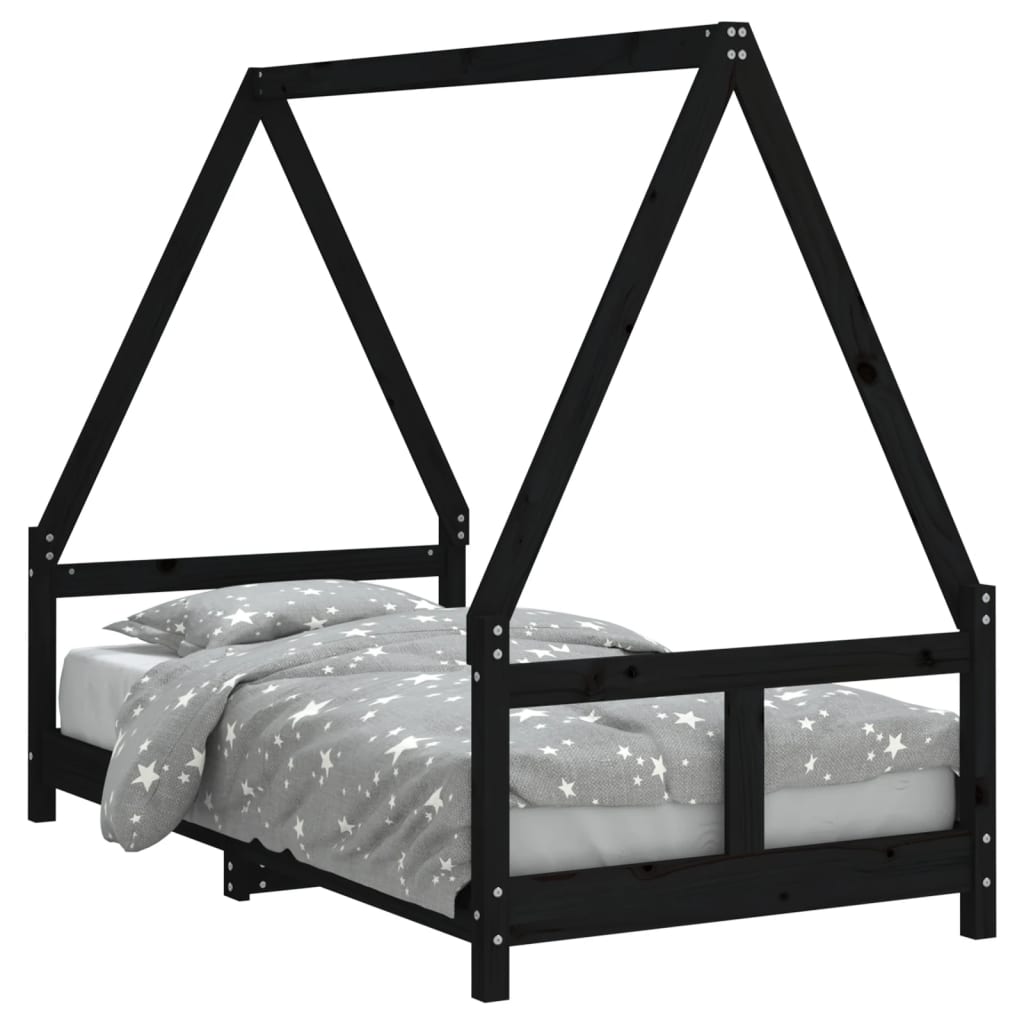 Estructura de cama para niños madera de pino negro 80x160 cm vidaXL