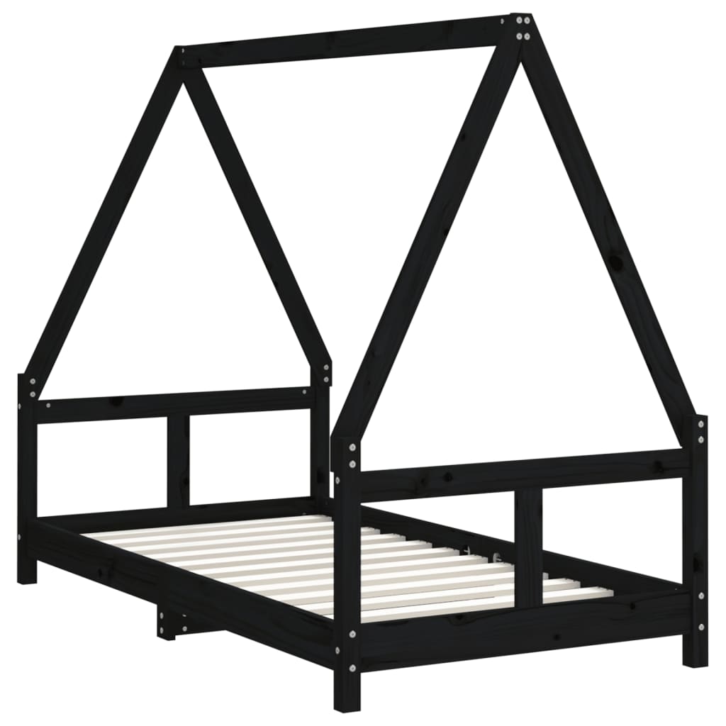 Estructura de cama para niños madera de pino negro 80x160 cm vidaXL