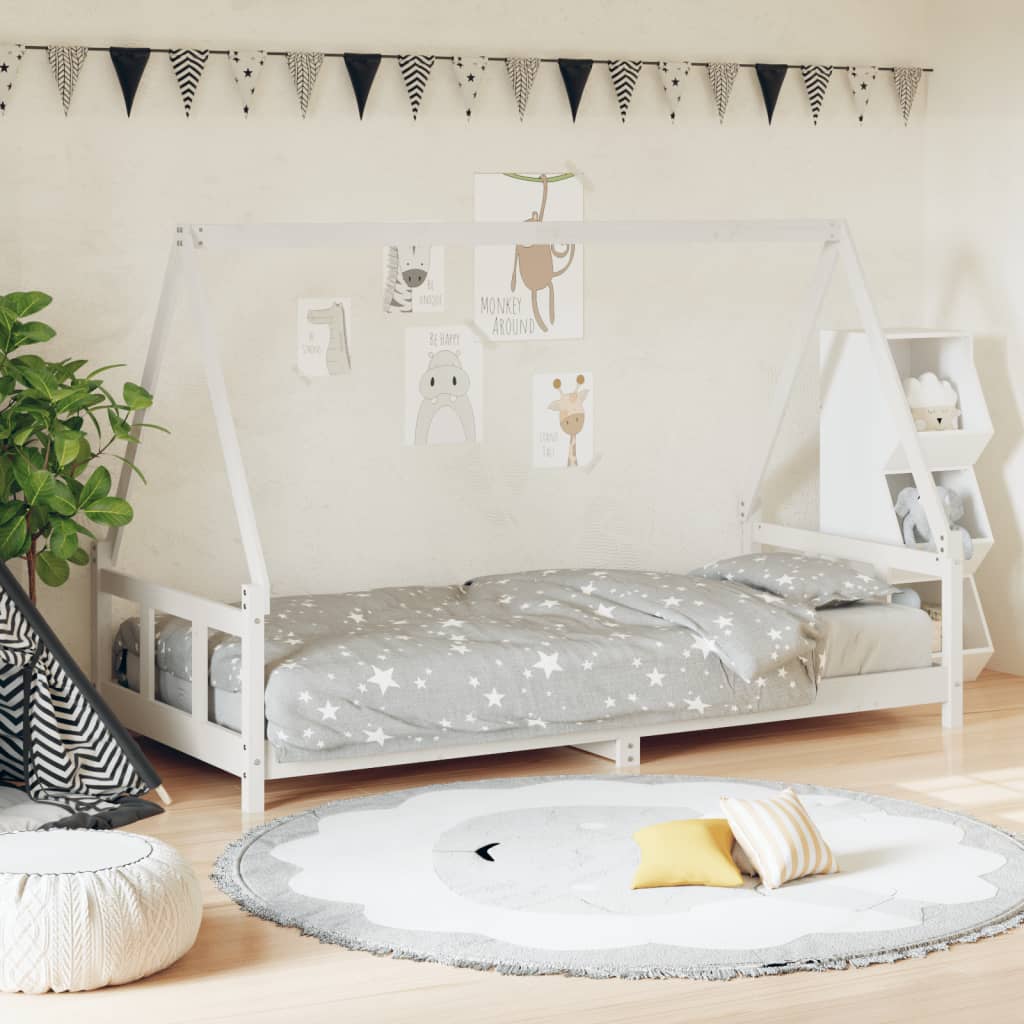 Vetonek Estructura de cama para niños madera de pino blanco 90x190 cm