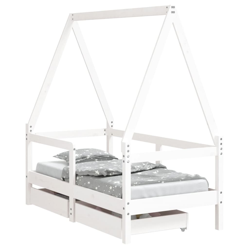 Estructura cama niños con cajones madera pino blanco 70x140 cm - Vetonek