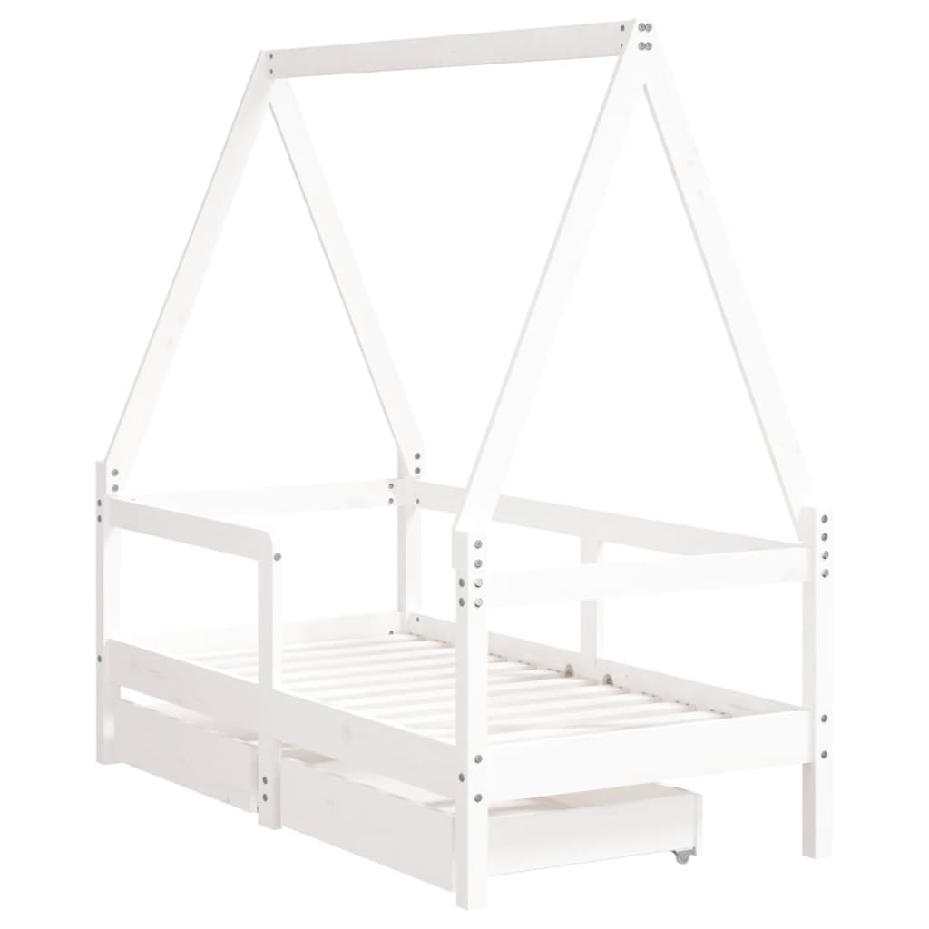 Estructura cama niños con cajones madera pino blanco 70x140 cm - Vetonek