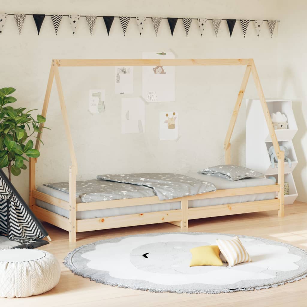 Vetonek Estructura de cama para niños madera maciza de pino 90x200 cm