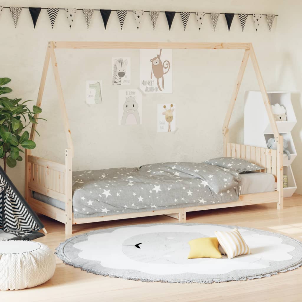 Vetonek Estructura de cama para niños madera maciza de pino 80x200 cm