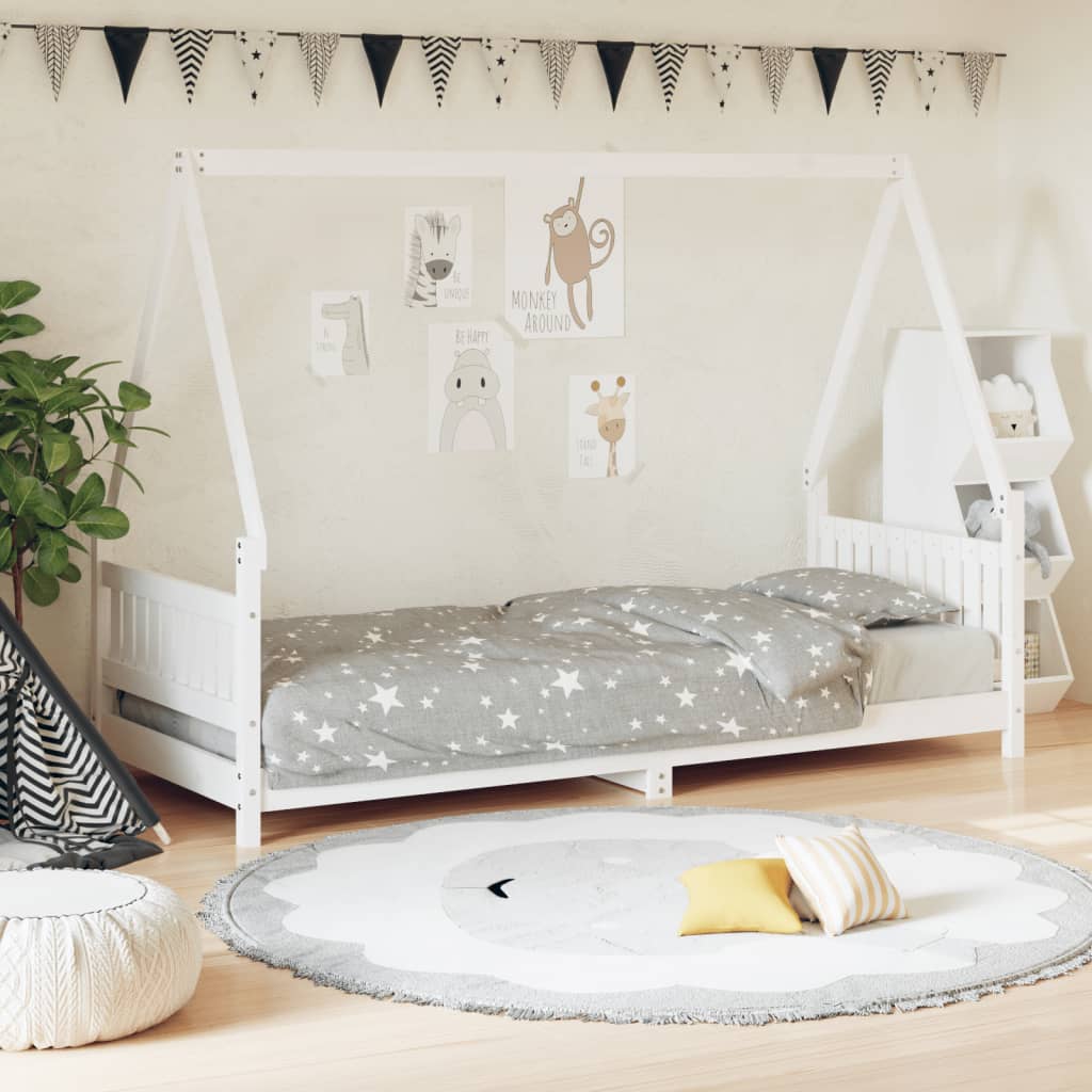 Vetonek Estructura de cama para niños madera de pino blanco 80x200 cm