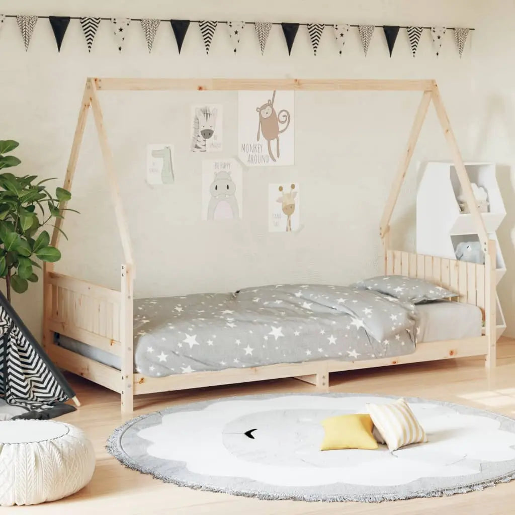 Vetonek Estructura de cama para niños madera maciza de pino 90x200 cm