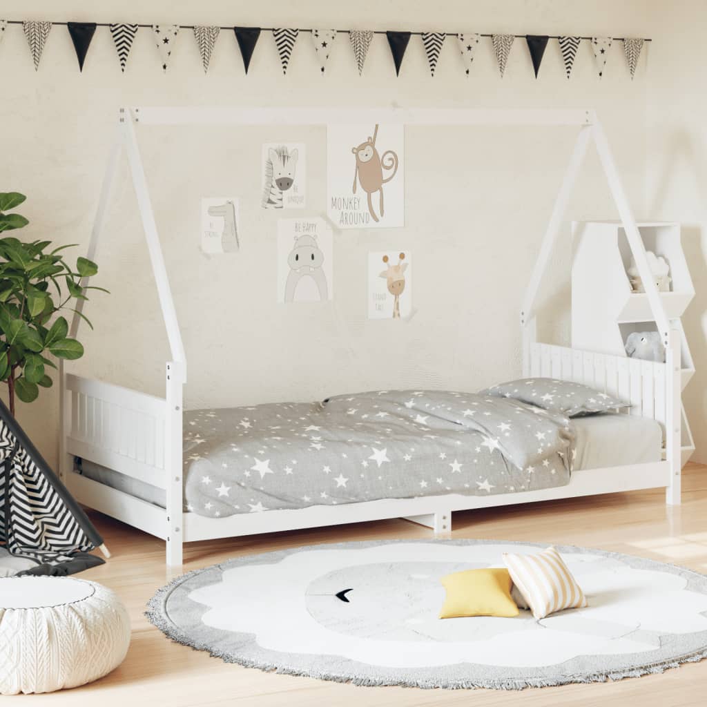 Vetonek Estructura de cama para niños madera de pino blanco 90x200 cm