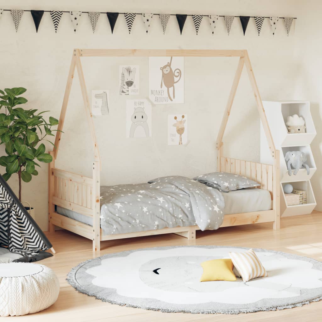 Vetonek Estructura de cama para niños madera maciza de pino 80x160 cm