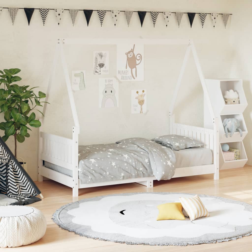 Vetonek Estructura de cama para niños madera de pino blanco 80x160 cm